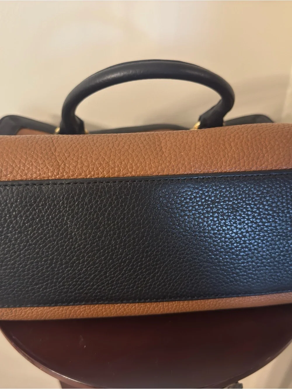 Vintage Michael Kors Black & Brown Pebbled Leather Messenger Satchel